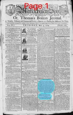 Page thumbnail for The Massachusetts Spy, Or, Thomas's Boston Journal