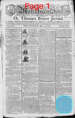 Page thumbnail for The Massachusetts Spy, Or, Thomas's Boston Journal
