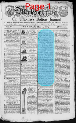 Page thumbnail for The Massachusetts Spy, Or, Thomas's Boston Journal