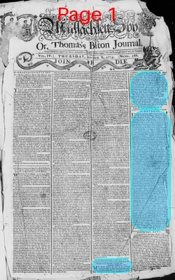 Page thumbnail for The Massachusetts Spy, Or, Thomas's Boston Journal