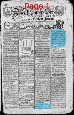 Page thumbnail for The Massachusetts Spy, Or, Thomas's Boston Journal