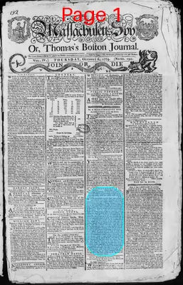 Page thumbnail for The Massachusetts Spy, Or, Thomas's Boston Journal