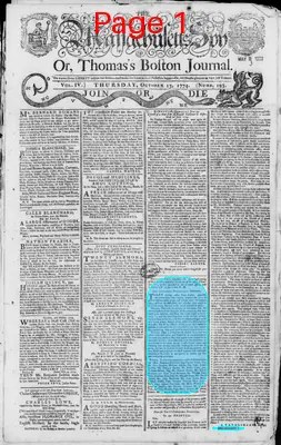 Page thumbnail for The Massachusetts Spy, Or, Thomas's Boston Journal