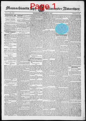 Page thumbnail for Massachusetts Spy And Worcester Advertiser