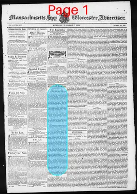Page thumbnail for Massachusetts Spy And Worcester Advertiser