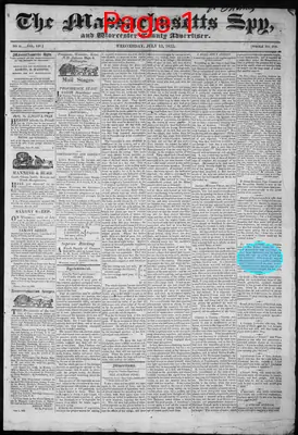 Page thumbnail for The Massachusetts Spy, And Worcester County Advertiser