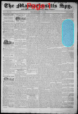 Page thumbnail for The Massachusetts Spy, And Worcester County Advertiser