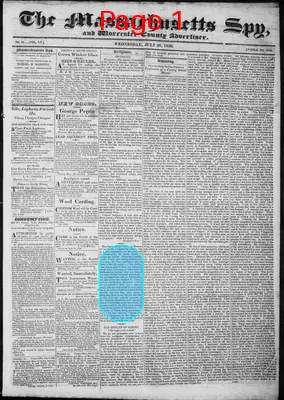 Page thumbnail for The Massachusetts Spy, And Worcester County Advertiser