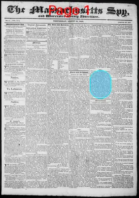 Page thumbnail for The Massachusetts Spy, And Worcester County Advertiser