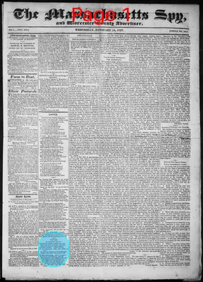 Page thumbnail for The Massachusetts Spy, And Worcester County Advertiser