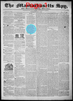 Page thumbnail for The Massachusetts Spy, And Worcester County Advertiser