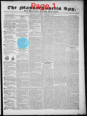 Page thumbnail for The Massachusetts Spy, And Worcester County Advertiser