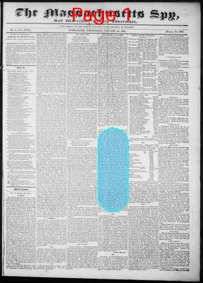 Page thumbnail for The Massachusetts Spy, And Worcester County Advertiser
