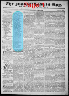 Page thumbnail for The Massachusetts Spy, And Worcester County Advertiser