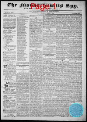 Page thumbnail for The Massachusetts Spy, And Worcester County Advertiser