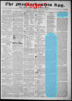 Page thumbnail for The Massachusetts Spy, And Worcester County Advertiser