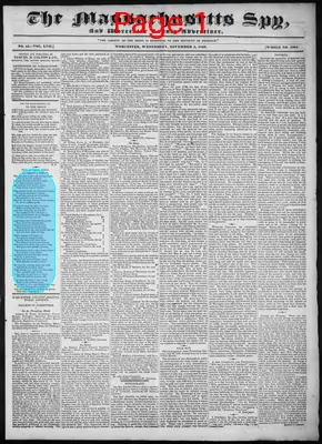 Page thumbnail for The Massachusetts Spy, And Worcester County Advertiser