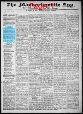 Page thumbnail for The Massachusetts Spy, And Worcester County Advertiser
