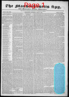 Page thumbnail for The Massachusetts Spy, And Worcester County Advertiser