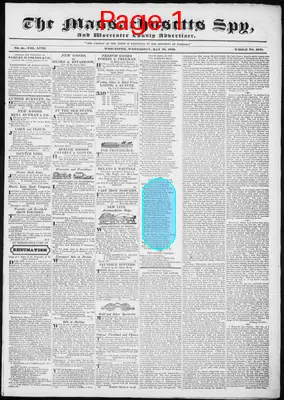 Page thumbnail for The Massachusetts Spy, And Worcester County Advertiser