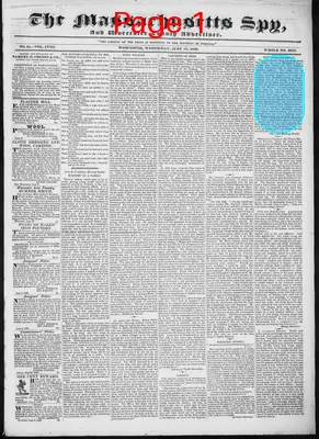Page thumbnail for The Massachusetts Spy, And Worcester County Advertiser