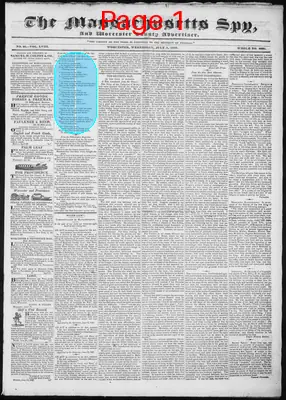 Page thumbnail for The Massachusetts Spy, And Worcester County Advertiser