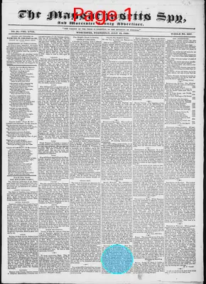 Page thumbnail for The Massachusetts Spy, And Worcester County Advertiser