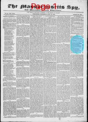 Page thumbnail for The Massachusetts Spy, And Worcester County Advertiser