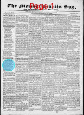 Page thumbnail for The Massachusetts Spy, And Worcester County Advertiser