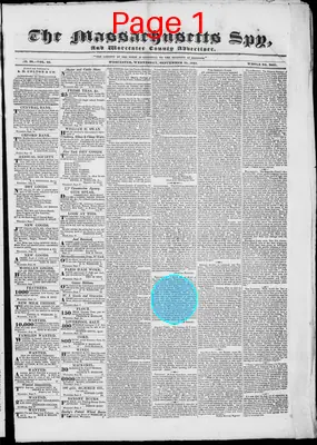 Page thumbnail for The Massachusetts Spy, And Worcester County Advertiser