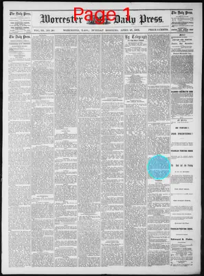 Page thumbnail for Worcester Daily Press