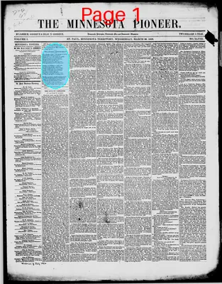 Page thumbnail for The Minnesota Pioneer