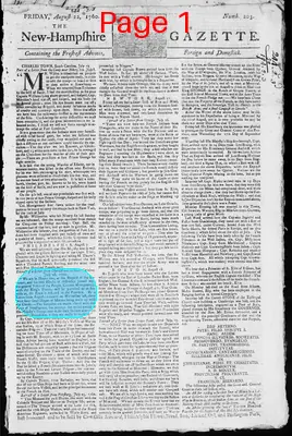 Page thumbnail for The New Hampshire Gazette