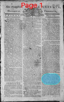 Page thumbnail for The New Hampshire Gazette And Historical Chronicle