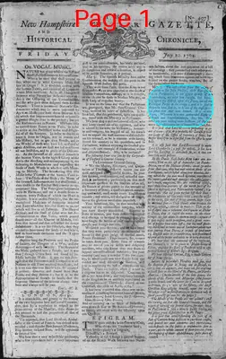 Page thumbnail for The New Hampshire Gazette And Historical Chronicle