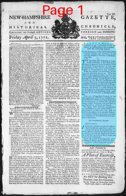 Page thumbnail for The New Hampshire Gazette And Historical Chronicle