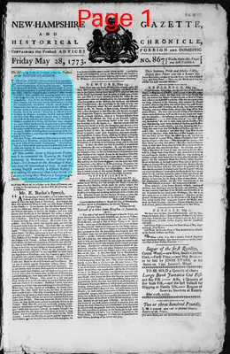 Page thumbnail for The New Hampshire Gazette And Historical Chronicle