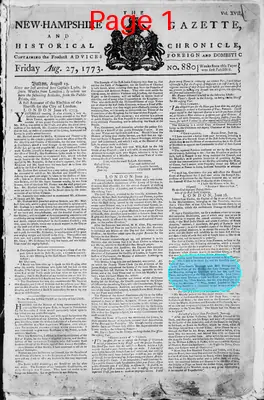 Page thumbnail for The New Hampshire Gazette And Historical Chronicle