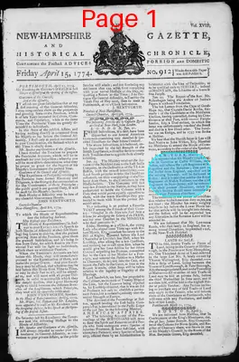 Page thumbnail for The New Hampshire Gazette And Historical Chronicle
