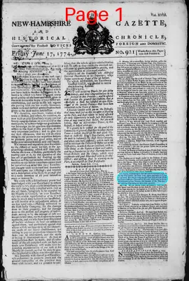 Page thumbnail for The New Hampshire Gazette And Historical Chronicle