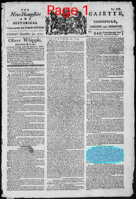 Page thumbnail for The New Hampshire Gazette And Historical Chronicle