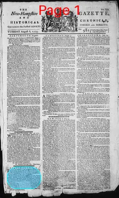 Page thumbnail for The New Hampshire Gazette And Historical Chronicle