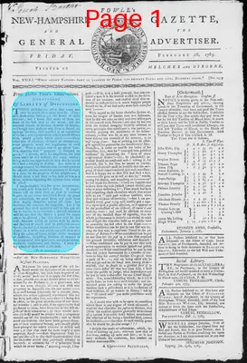 Page thumbnail for Fowle's New Hampshire Gazette And General Advertiser