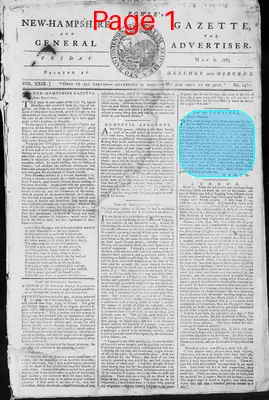 Page thumbnail for Fowle's New Hampshire Gazette And General Advertiser