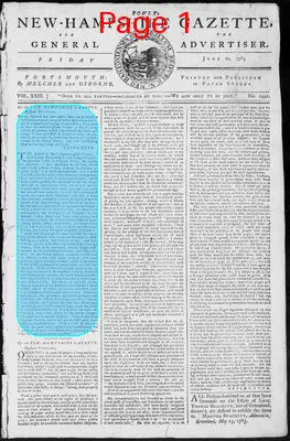 Page thumbnail for Fowle's New Hampshire Gazette And General Advertiser