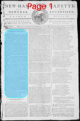 Page thumbnail for Fowle's New Hampshire Gazette And General Advertiser
