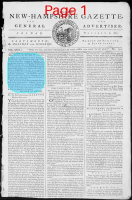 Page thumbnail for Fowle's New Hampshire Gazette And General Advertiser