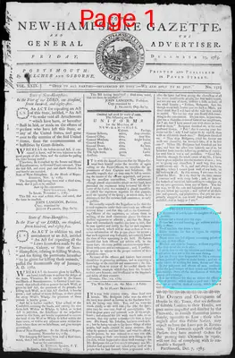 Page thumbnail for Fowle's New Hampshire Gazette And General Advertiser