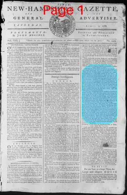 Page thumbnail for Fowle's New Hampshire Gazette And General Advertiser