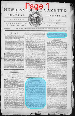 Page thumbnail for Fowle's New Hampshire Gazette And General Advertiser